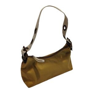 Vtg Y2K GAP Mini Shoulder Bag Purse Mustard Yellow Nylon Grommet Strap Zip 2004